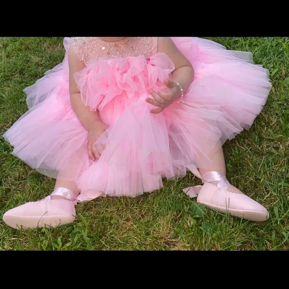 Elegant Pink Tulle Kids Dress